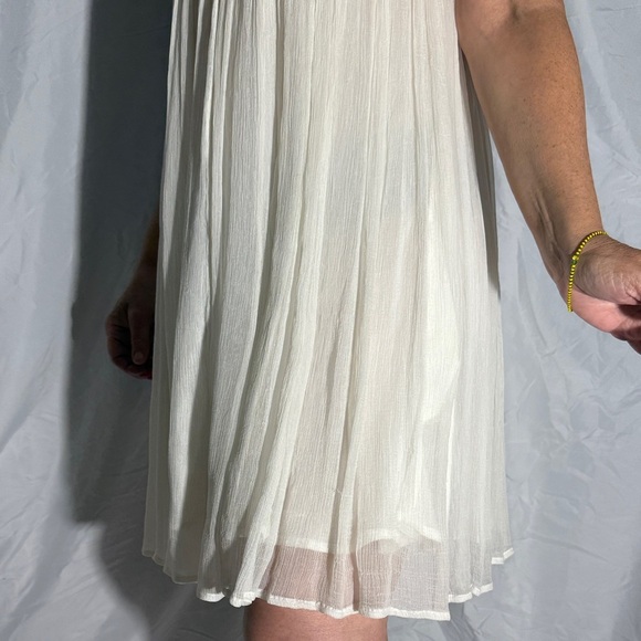 Chan Luu White Pleated Empire Waist Mini Dress M NWT - Picture 6 of 10